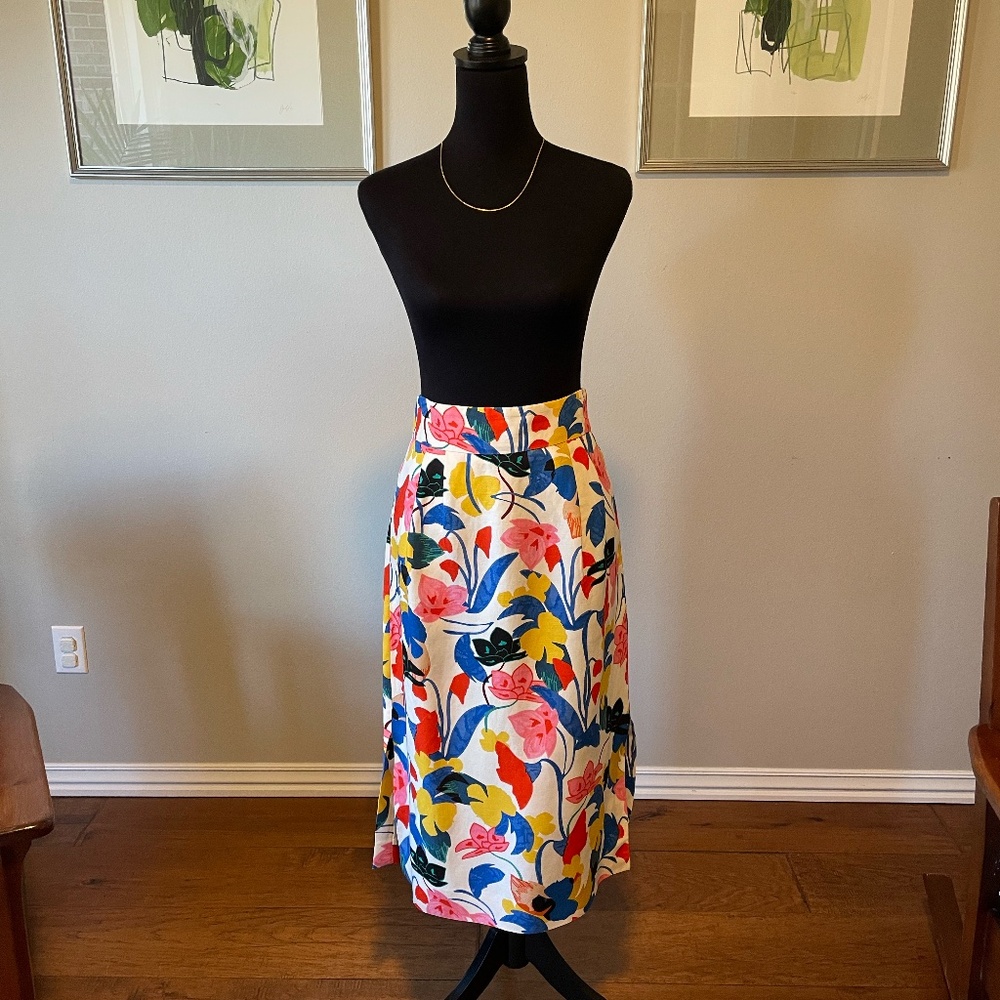 J. Crew floral linen blend skirt, size 12